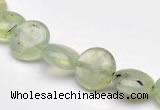 CPR07  A grade 10mm flat round natural prehnite gemstone beads