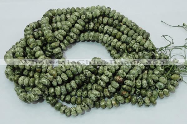 CPS02 15.5 inches 6*10mm rondelle green peacock stone beads wholesale