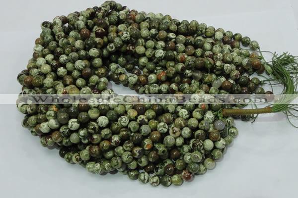 CPS111 15.5 inches 10mm round green peacock stone beads wholesale