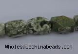 CPS131 15.5 inches 10*15mm faceted nuggets green peacock stone beads