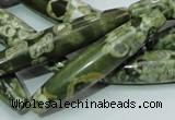 CPS14 15.5 inches 10*50mm rice green peacock stone beads wholesale