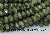 CPS52 15.5 inches 5*8mm faceted rondelle green peacock stone beads