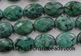 CPT237 15.5 inches 10*14mm faceted oval green picture jasper beads