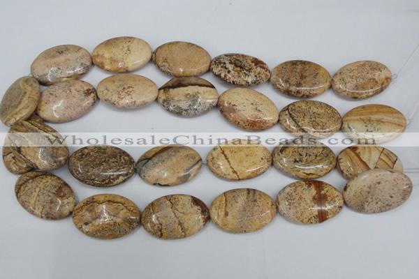 CPT254 15.5 inches 20*30mm oval picture jasper beads wholesale