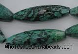 CPT309 15.5 inches 12*40mm rice green picture jasper beads