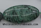 CPT324 15.5 inches 25*50mm oval green picture jasper beads