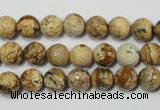 CPT502 15.5 inches 8mm faceted round picture jasper beads wholesale