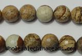 CPT503 15.5 inches 10mm faceted round picture jasper beads wholesale