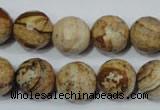 CPT505 15.5 inches 14mm faceted round picture jasper beads wholesale