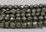 CPY04 16 inches 6mm faceted round pyrite gemstone beads wholesale