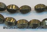 CPY145 15.5 inches 10*14mm rice pyrite gemstone beads wholesale