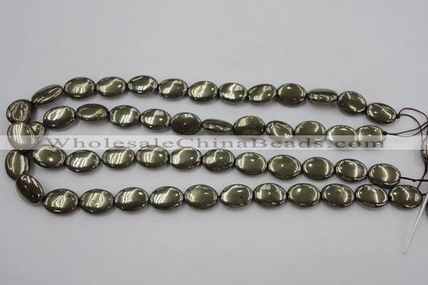 CPY233 15.5 inches 12*16mm oval pyrite gemstone beads wholesale