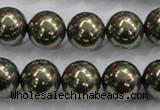 CPY26 16 inches 16mm round pyrite gemstone beads wholesale