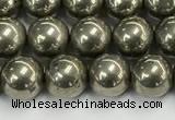 CPY261 15.5 inches 6mm round pyrite gemstone beads wholesale