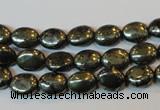 CPY310 15.5 inches 7*9mm oval pyrite gemstone beads wholesale