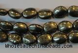 CPY32 16 inches 8*10mm oval pyrite gemstone beads wholesale