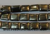 CPY320 15.5 inches 8*10mm rectangle pyrite gemstone beads wholesale