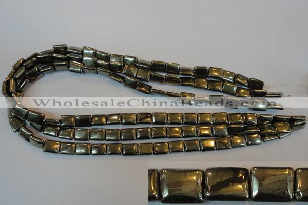 CPY320 15.5 inches 8*10mm rectangle pyrite gemstone beads wholesale