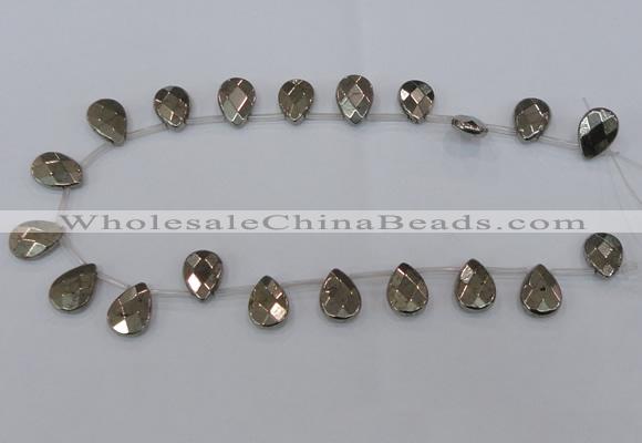 CPY378 Top drilled 12*16mm briolette pyrite gemstone beads