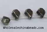 CPY388 Top drilled 9*11mm - 10*14mm faceted flat teardrop pyrite beads