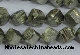 CPY411 15.5 inches 10*10mm faceted cube pyrite gemstone beads