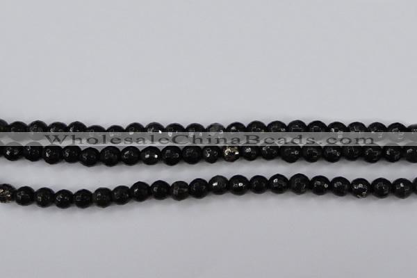 CPY501 15.5 inches 6mm faceted round natural chalcopyrite beads