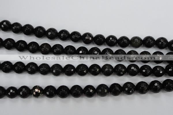 CPY503 15.5 inches 10mm faceted round natural chalcopyrite beads