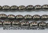 CPY597 15.5 inches 6*8mm rice pyrite gemstone beads wholesale