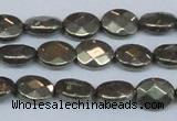 CPY631 15.5 inches 8*10mm faceted oval pyrite gemstone beads