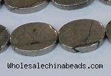 CPY645 15.5 inches 15*20mm oval pyrite gemstone beads wholesale