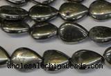 CPY65 15.5 inches 12*16mm flat teardrop pyrite gemstone beads wholesale