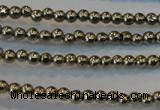 CPY70 15.5 inches 2mm round pyrite gemstone beads wholesale