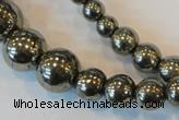 CPY74 15.5 inches 4mm - 18mm round pyrite gemstone beads wholesale