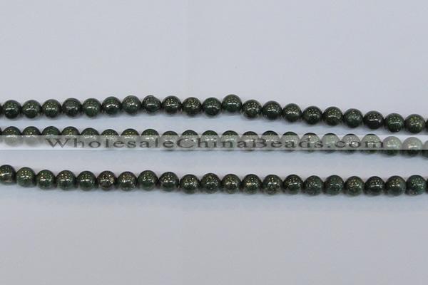 CPY762 15.5 inches 8mm round pyrite gemstone beads wholesale