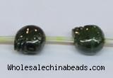 CPY794 Top drilled 10mm carved skull pyrite gemstone beads