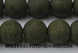 CPY818 15.5 inches 14mm round matte pyrite beads wholesale