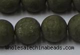 CPY819 15.5 inches 16mm round matte pyrite beads wholesale