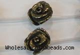 CPY95 15.5 inches 18mm carved rose pyrite gemstone beads wholesale