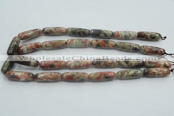 CRA09 15.5 inches 10*30mm cylinder natural rainforest agate beads