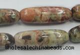 CRA10 15.5 inches 13*40mm cylinder natural rainforest agate beads