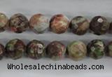 CRA102 15.5 inches 10mm faceted round rainforest agate gemstone beads