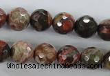 CRA103 15.5 inches 12mm faceted round rainforest agate gemstone beads