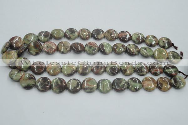 CRA11 15.5 inches 16mm flat round natural rainforest agate beads