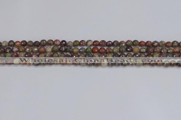 CRA160 15.5 inches 4mm faceted round rainforest agate beads