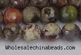 CRA162 15.5 inches 8mm faceted round rainforest agate beads