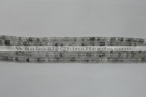 CRB105 15.5 inches 2.5*4mm faceted rondelle cloudy quartz beads