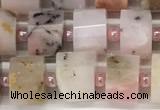 CRB1066 15.5 inches 7*9mm - 8*10mm faceted tyre natural pink opal beads