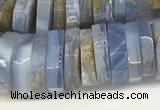 CRB1080 15.5 inches 5*20mm - 6*22mm faceted heishi blue chalcedony beads