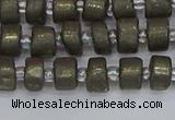 CRB1259 15.5 inches 5*8mm tyre matte pyrite gemstone beads