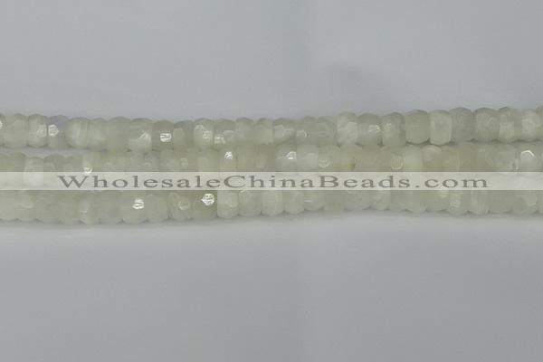 CRB1280 15.5 inches 6*10mm faceted rondelle white moonstone beads